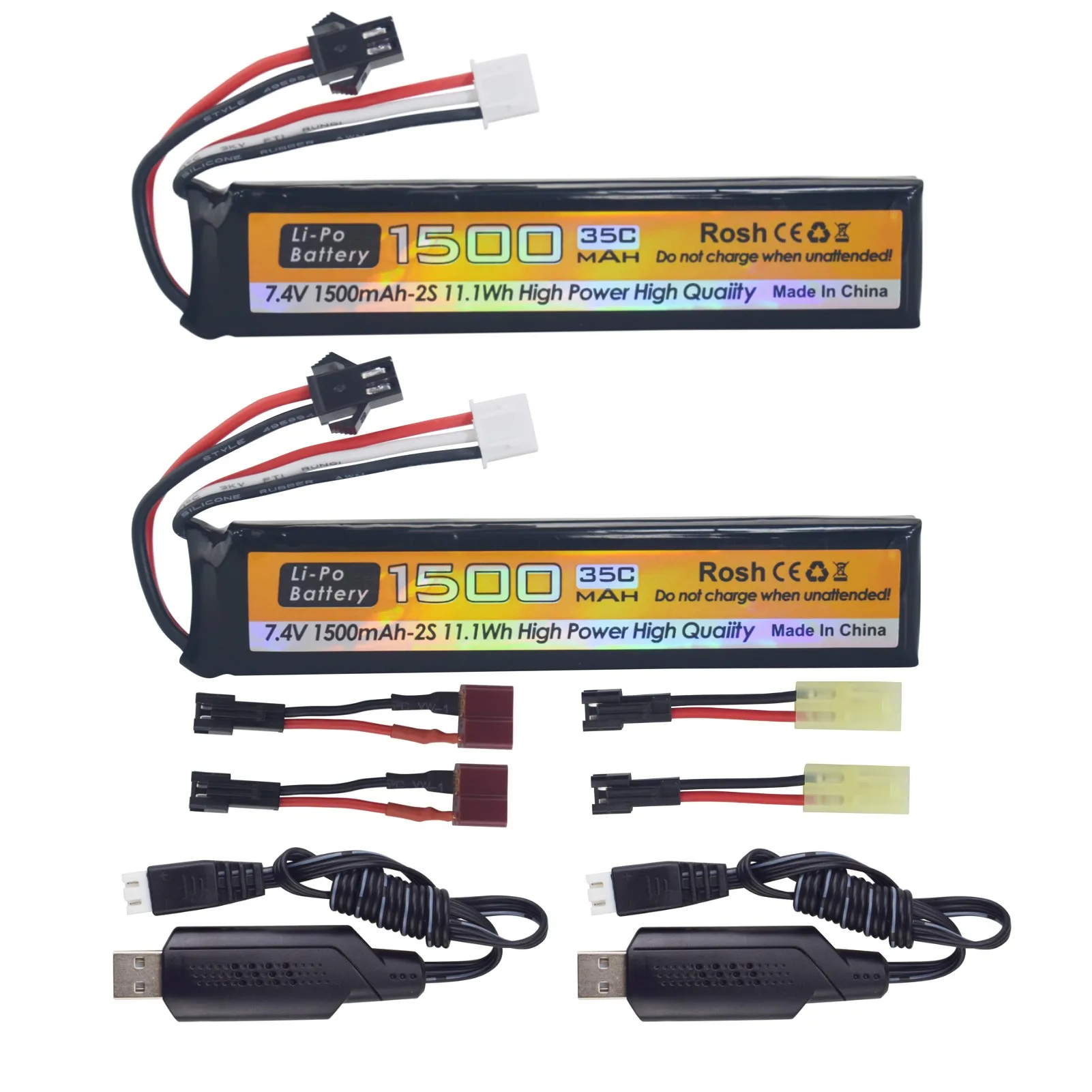 Новинка, 2 шт., литий-полимерный аккумулятор Odamiya 7,4 В, 35C, 1500 мАч со штекером T-Plug и USB для пневматических пистолетов, модельных пистолетов, винтовок, радиоуправляемых автомобилей, дронов