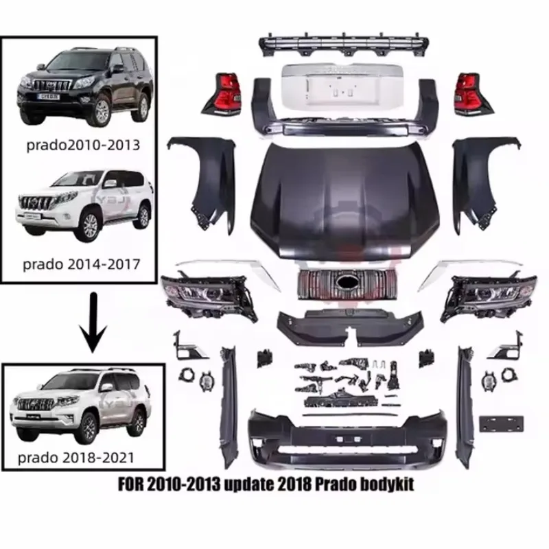 Фото Заводской комплект для рестайлинга Land Cruiser Prado 2010-2017 в версию 2018-2021 FJ150 GRJ150 2021: передний бампер и обвес LC150. В наличии. №2