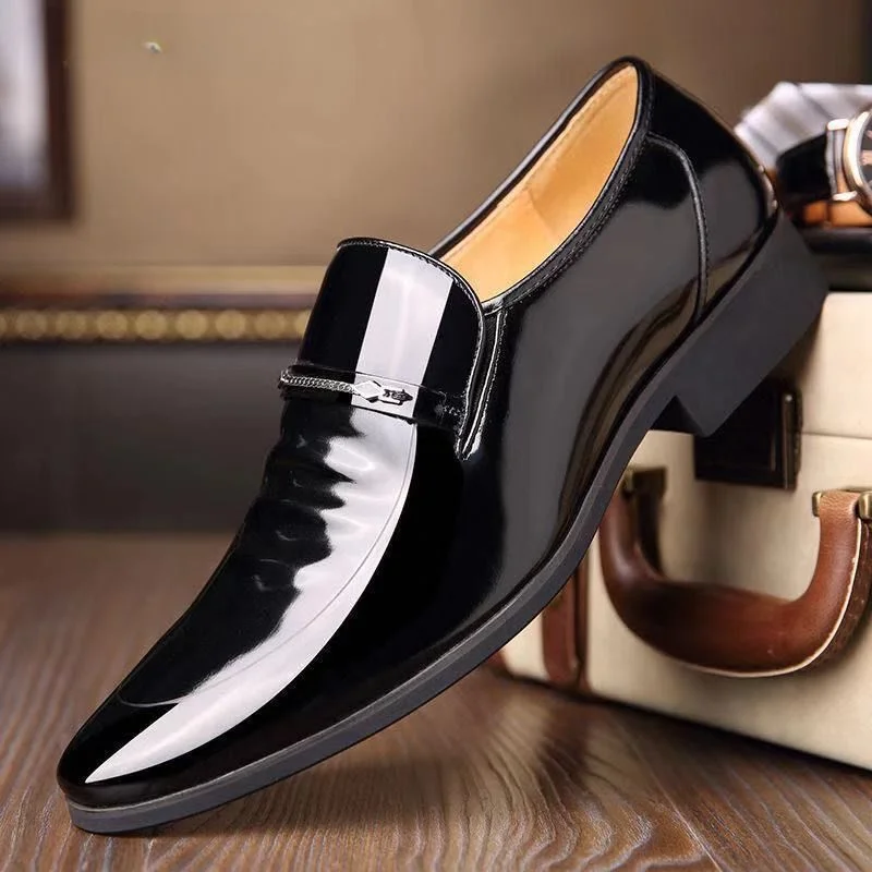 

Men's Leather Shoes Business Casual Formal Wear Flat Bottom Comfortable Lefu Patent Leather Work Wedding Shoes SMT21188