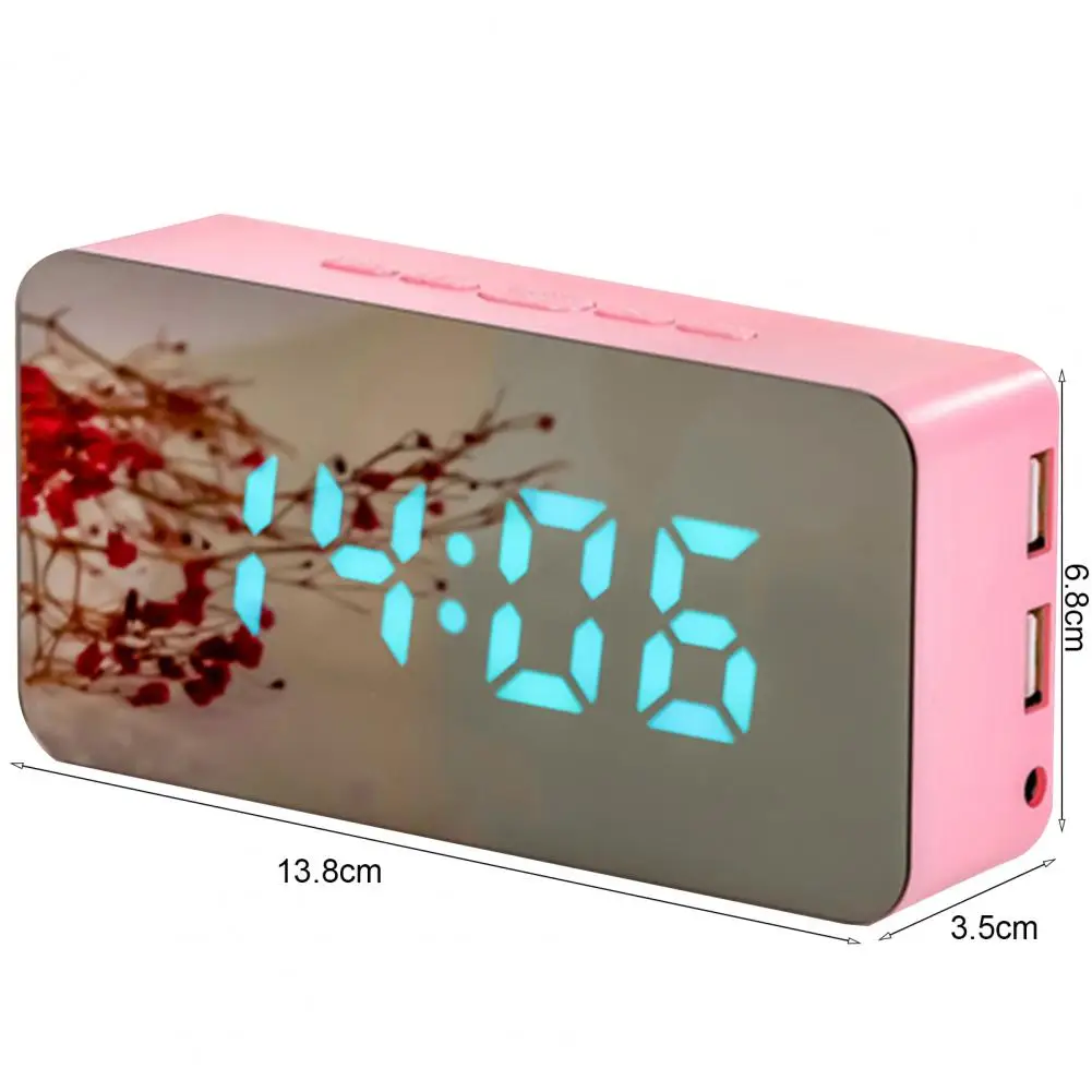 Будильник многофункциональный с зеркальной поверхностью и 2 USB-интерфейсами