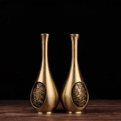 

Античная латунная ваза с листьями лотоса, украшение для дома