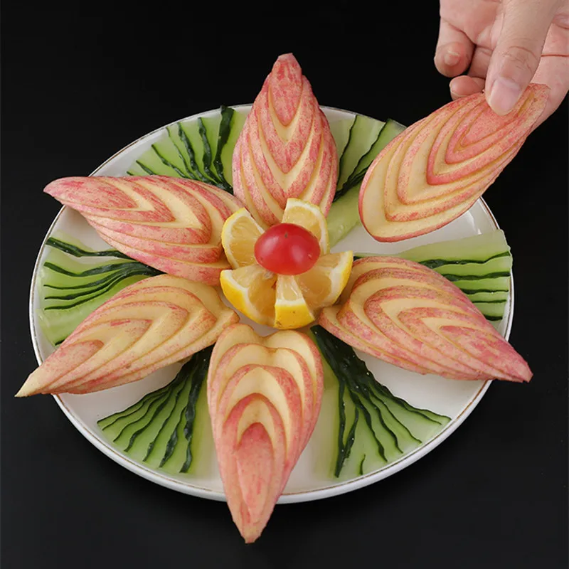 Fruit Carving Knife Triangular Shape Stainless Steel Push Knife Peeling Scraper Chef Fruit Platter Artifact Food Carving Mold images - 6
