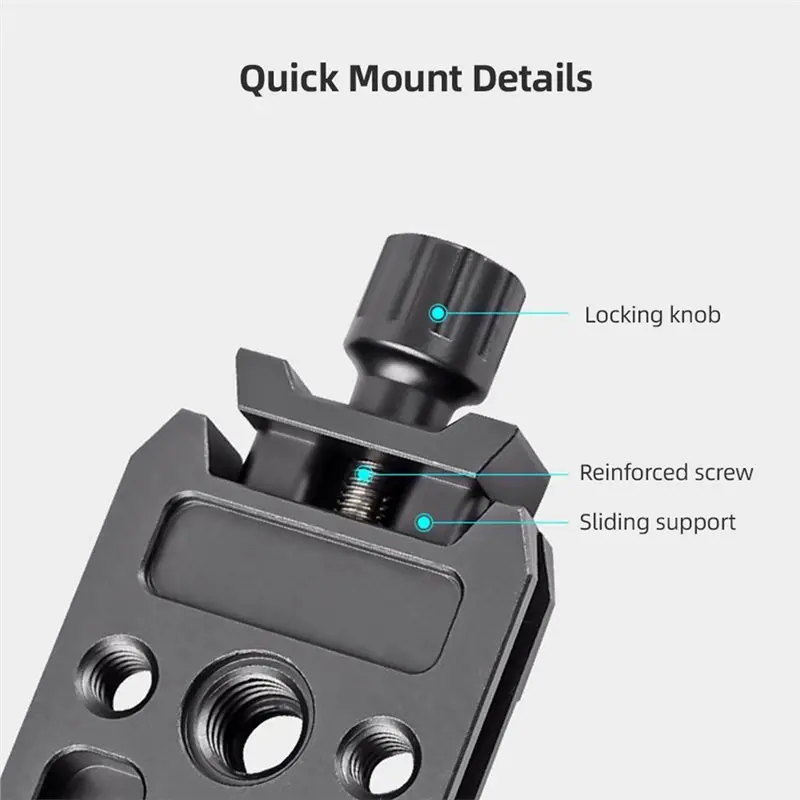 Фото Крепление XILETU QR-40S из алюминиевого сплава для DJI RS2/RSC2/RS3 с быстросъемной пластиной и слотом Arca QR №4