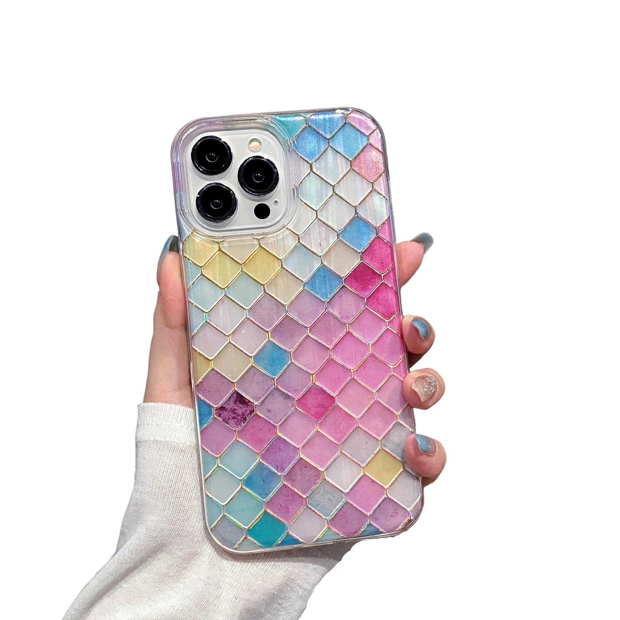 Модный Цветной квадратный сетчатый чехол для телефона iPhone 14 13 12 11 Pro Max