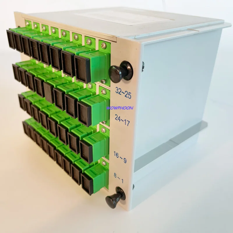 1*32 SC APC Fiber Optic Splitter 1x32 Optical PLC Splitter Cassette Box Card Inserting Type Optical FTTH PLC Splitter SC UPC