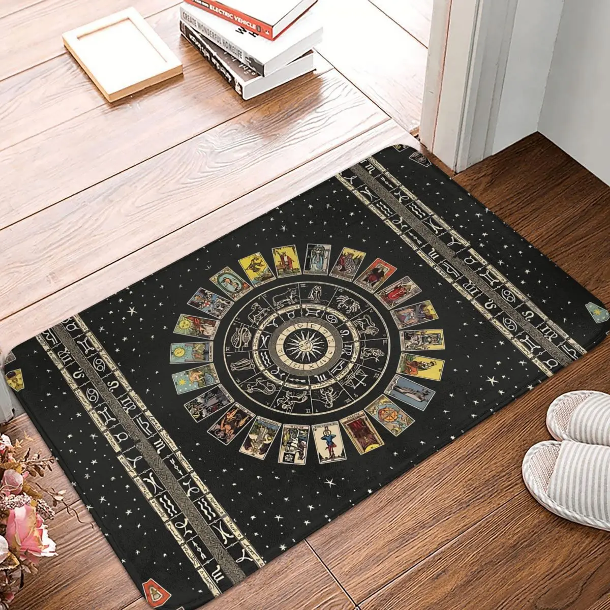 

Mystery Tarot Card Non-slip Doormat Wheel Of The Zodiac Astrology Chart Major Arcana Living Room Bedroom Mat Outdoor Decor