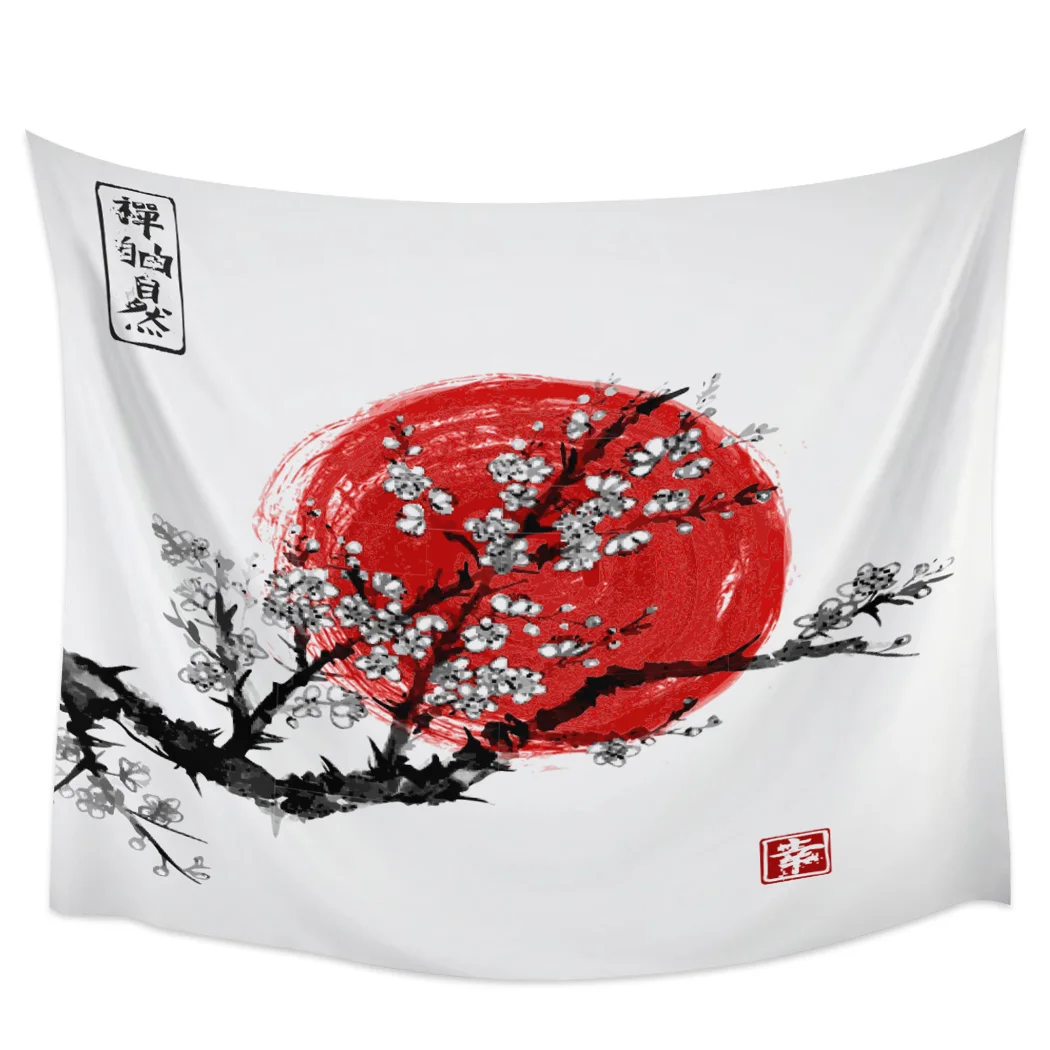 

Затемняющие шторы с белыми сливами, столовая дорожка, комплект для ванной комнаты, одеяло, гобелен