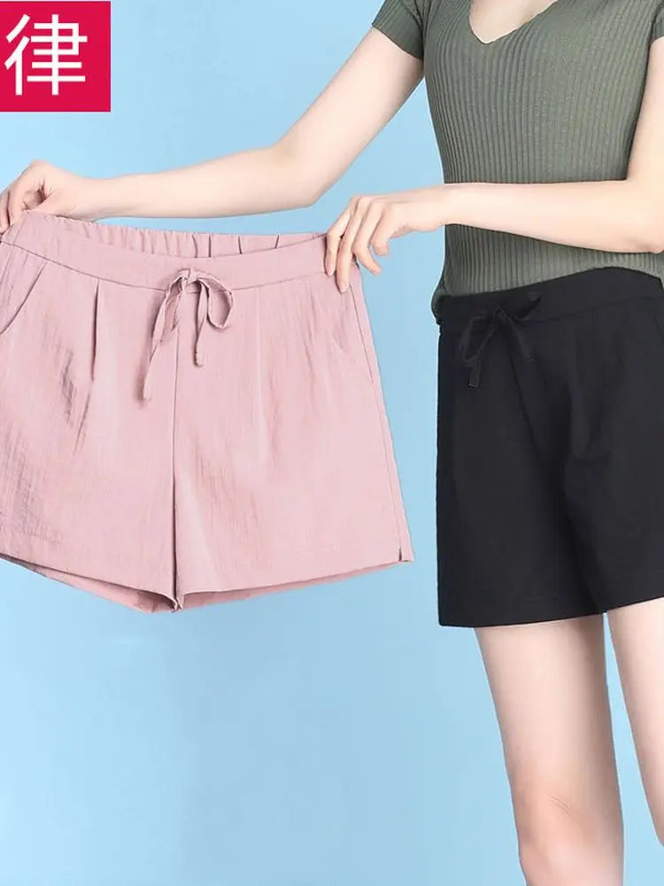 

Шорты женские с завышенной талией, тонкие свободные повседневные штаны из 2022 вискозы, с широкими штанинами, для бега и спортзала, большие ра...