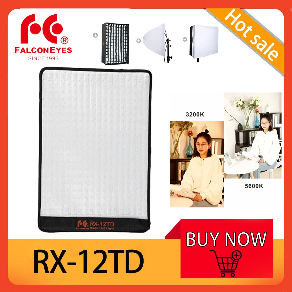 

Falcon Eyes RX-12TD Photography Portable 50W Bi-Color Waterproof Flexible LED Light with Softbox For Camera