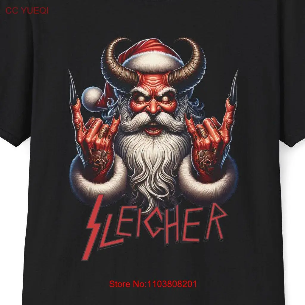 Рождественская футболка Sleigher Slayer сатанинский рождественский сатанин Санта