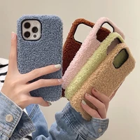 plush soft phone case for iphone 13 12 11 pro max xs max xr x se furry fluffy warm cover for iphone 6 7 8 plus