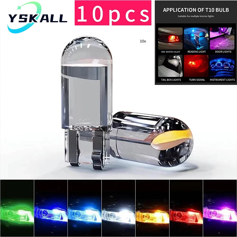

10X Новый W5W светодиодный Canbus T10 Автомобиль светильник s COB стекло интерьерные детали лампы 6000K белый купол автомобильного номерного знака чтение светильник 12V