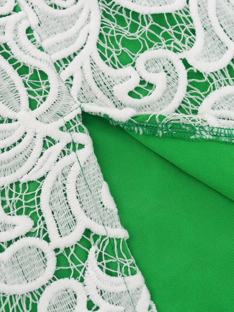 One Shoulder Dresses Sleeveless Women Bodycon Green Lace Patchwork Cocktail Event Party Outfits for Ladies Plus Size 4XL
