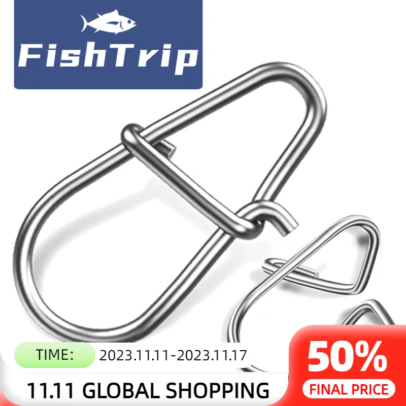 

FishTrip Crankbait Snaps Stainless Steel Fishing Snaps Duo Lock Lure Snaps Quick Change Fishing Clips Connector Freshwater Bass