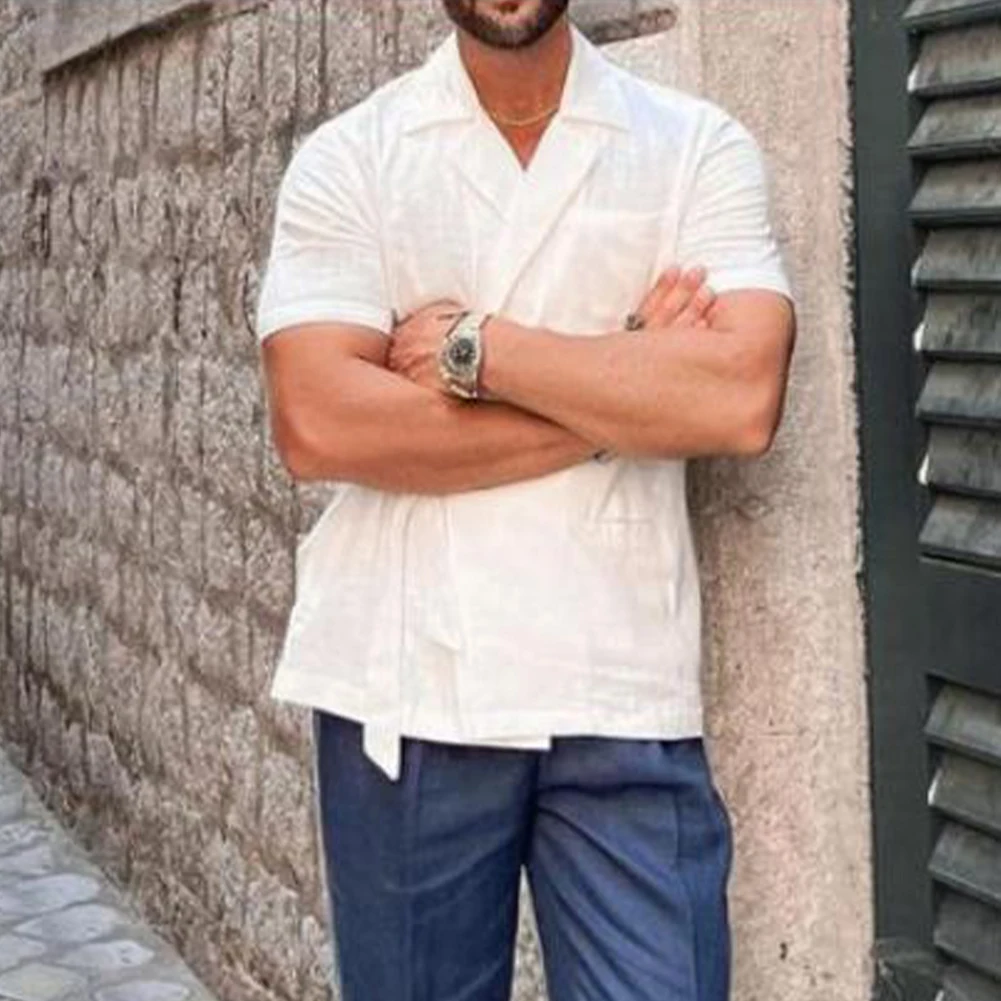 

Mens Shirt Blouse Button-Down Casual Clothing Collared Daily Dress Shirt Holiday Lace-up Party Regular Brand New