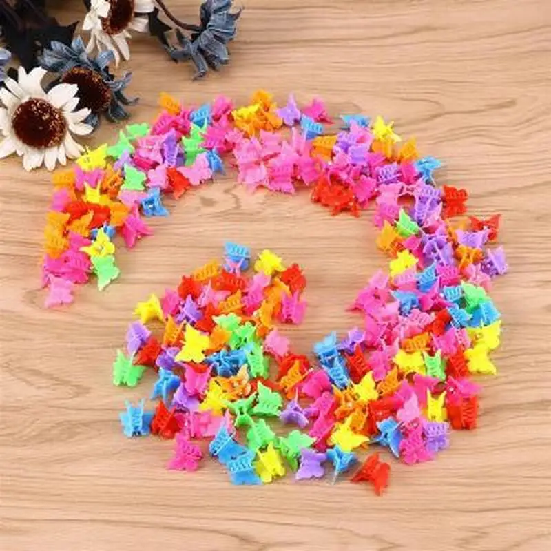 

2022 New Sale Girls Cute Hair Clips Mixed Color Hair Claw Butterfly Shape Mini Random Color Kids Hair Styling Accessories