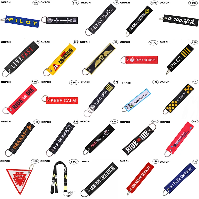 

1 PC Novelty Keychain Launch Key Chain Bijoux Keychains for Motorcycles and Cars Key Tag New Embroidery Key Fobs