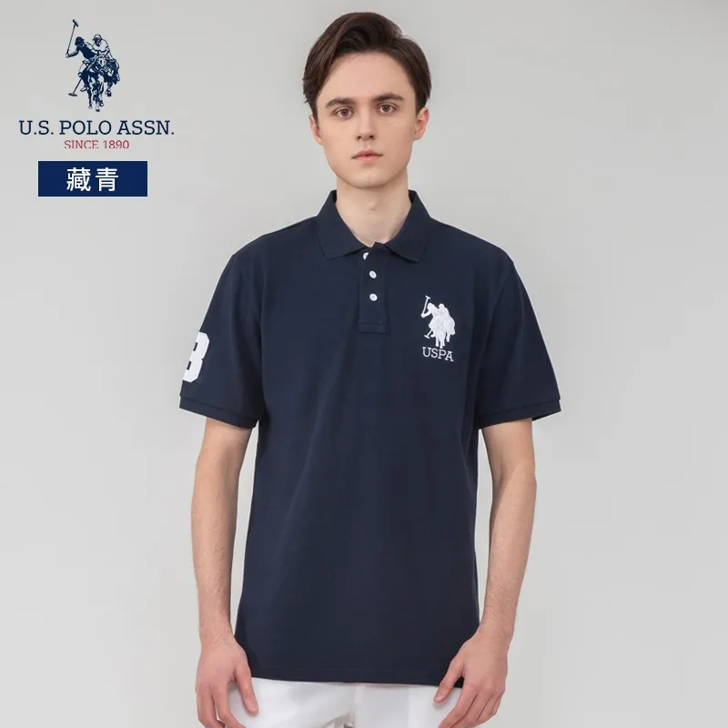 Поло США ASSN. Классическая мужская Свободная дышащая Модная рубашка-поло из 100%