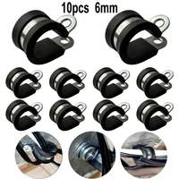 10pcs stainless steel rubber lined p clips r type hose pipe clamp cable mounting fixed bracket metal fastener hardware