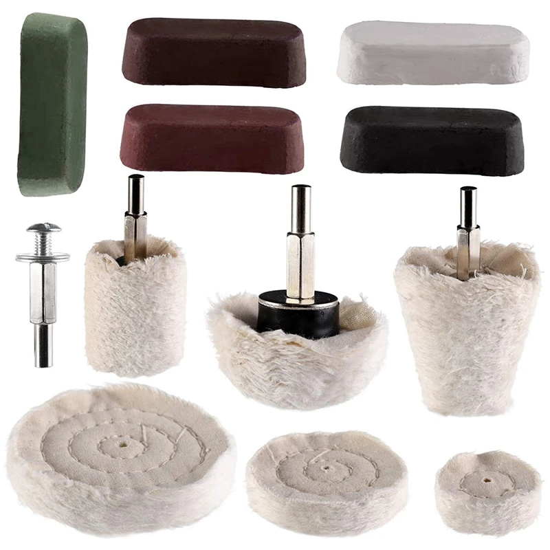 

12 Polishing Pads Wheel Kit ,Including Frosted Cone Mushroom T-Wheel Grinding Heads With Handle