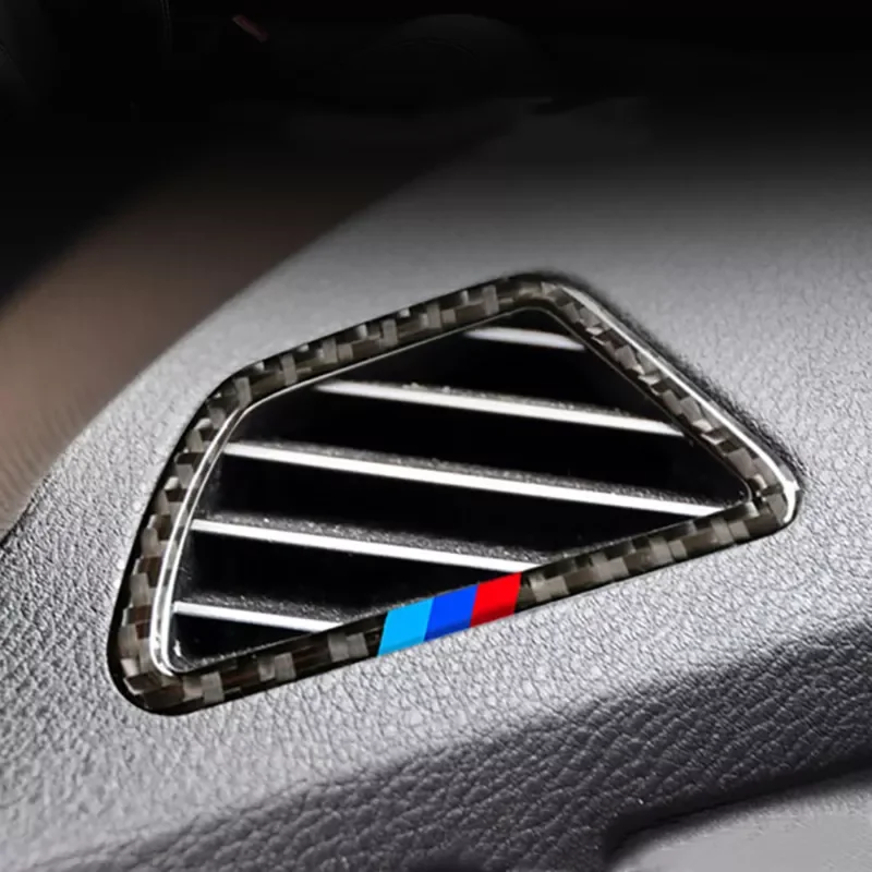 

2pcs Carbon Fiber Auto Dashboard Air Conditioning Outlet Frame Trim Cover Stickers For BMW X5 E70 X6 E71 2008-13 Car Accessories