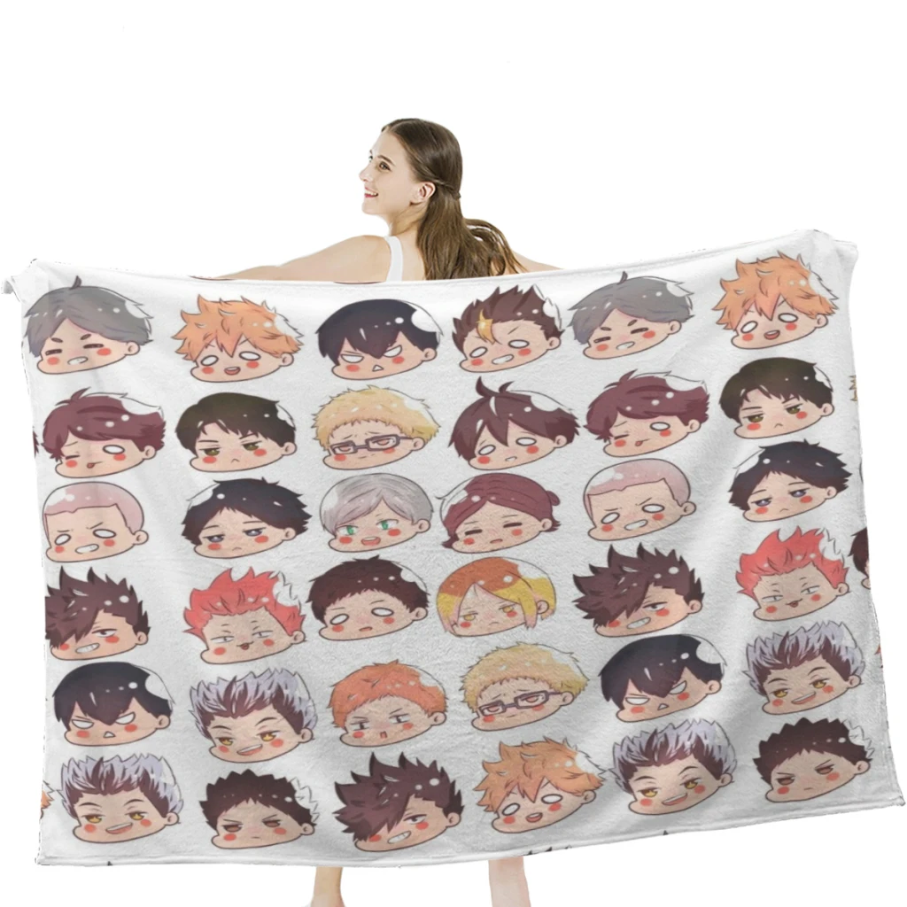 

Haikyuu Chibi Heads Throw Blanket Soft Velvet Blanket Travel Bedding Blanket