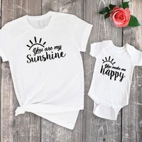 mom and daughter shirts family clothing big sister 2022 summer womens your are my sunshine tshirt mommy and me outfits letter