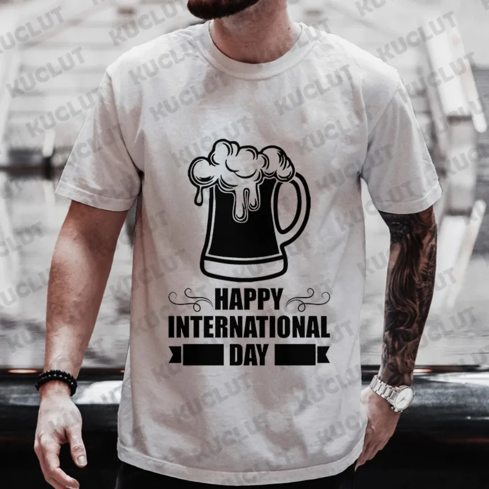 Футболка для мужчин Happy International Beer DAY одежда с графикой Y2k мужская питьевой