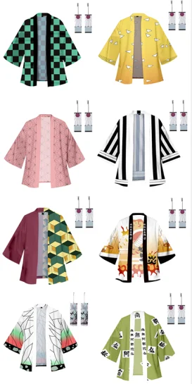 Кимоно с принтом из аниме рассекающий демонов Повседневный хлопковый кардиган