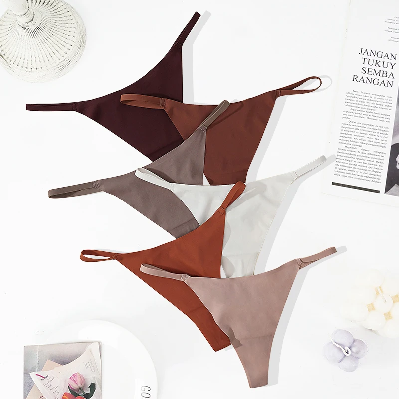 

Seamless Thong Women Low Waist Panties Sexy Underwear Ladies Briefs Ice Silk Comfortable G-String Female Underpants Lingerie