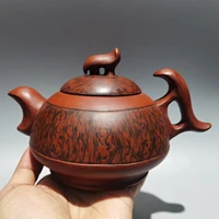 8 chinese yixing zisha pottery ruyi pattern fin kettle teapot flagon twist mud gather fortune office ornaments town house