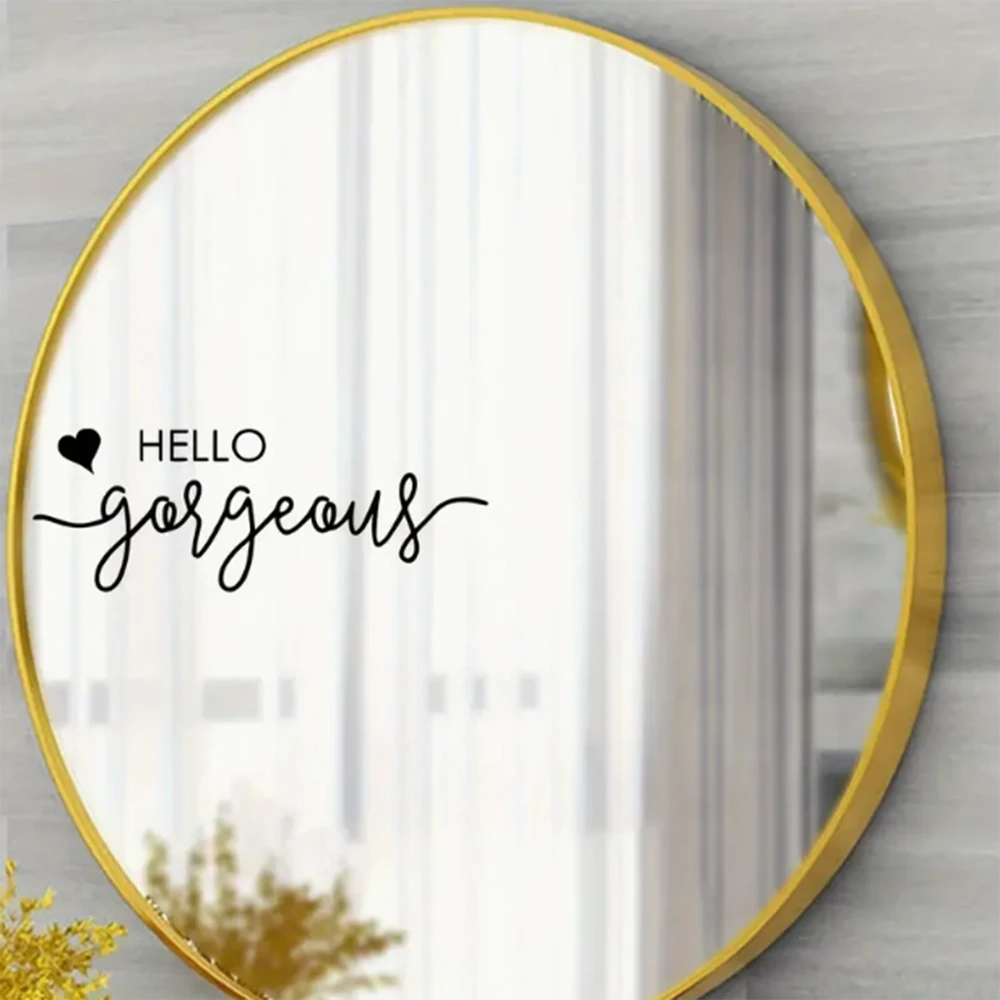 1 Шт. Креативная Виниловая Наклейка На Стену С Зеркальной Отделкой hello Для Спальни