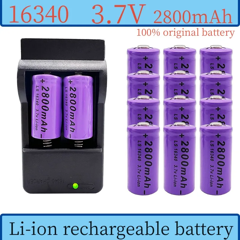 Литий-ионная аккумуляторная батарея KVCDY CR123A RCR 123 ICR 16340 2800 мАч 3 7 в - Цена: 