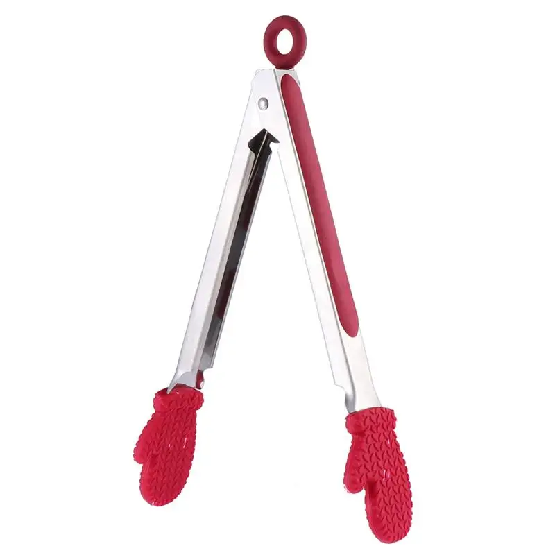 

Stainless Steel Food Tong Silicone Gloves Shaped Bread Clip Steak Clamp Non-Stick Pastry Salad Dessert Serving Tong Kitchen Tool