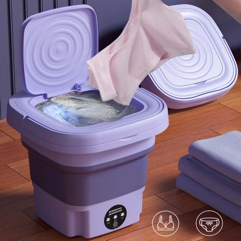 Portable Mini Washing Machine Household 8L Foldable Socks Underwear Panties Washing Machine with Spin Dryer with Centrifuge