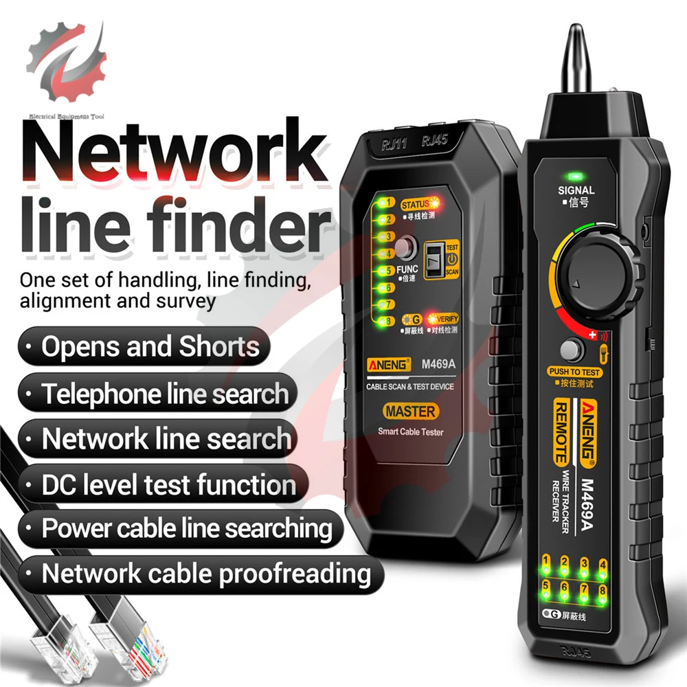 

M469A Сетевой кабельный трекер Сетевой анализатор RJ45 RJ11 Телефонная линия Сетевой детектор кабелей