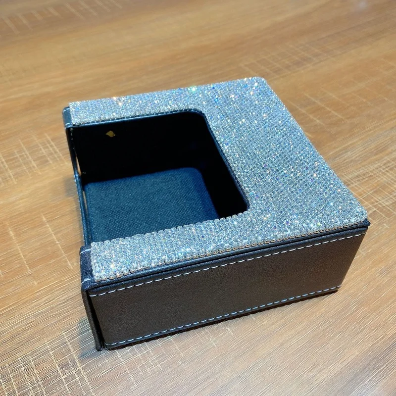 

Коробка для салфеток Bling, домашний держатель для салфеток, диспенсер для стола, украшение для отеля, кафе, квадратная кожаная коробка для сал...