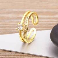 nidin new fashion exquisite shine rings for women gold plated aaa zircon geometric adjustable ring holiday jewelry gift femme