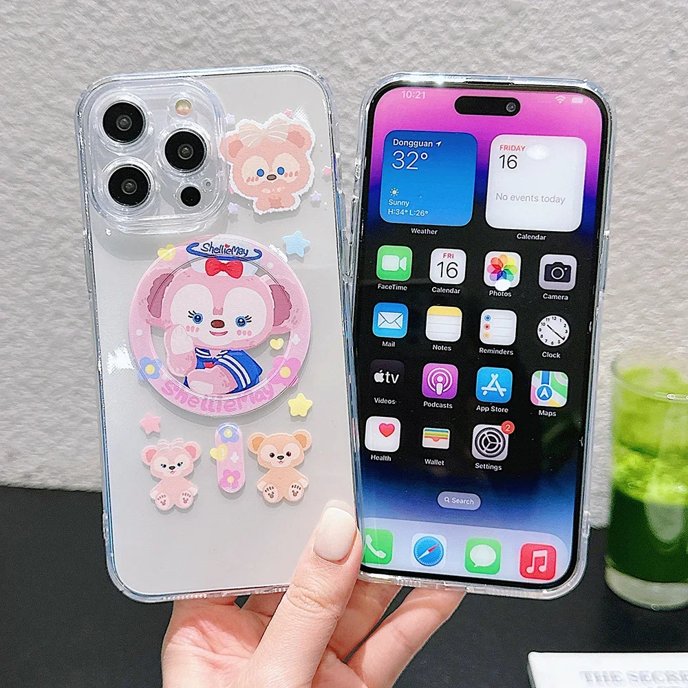 Магнитный чехол для телефона Cute Duffy Bear S-ShellieMaykai Magsafe iPhone 16 15 14 13 12 11 8 7 Plus Pro Max X XR XSMax