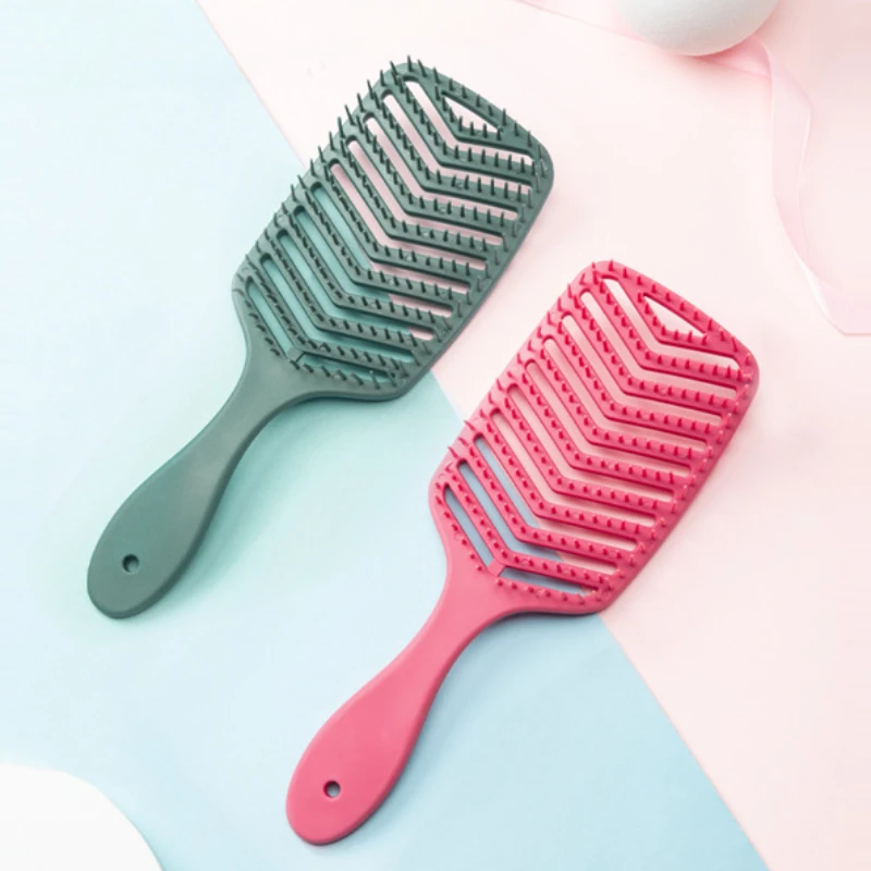 New Hollow Out Hair Brush Scalp Massage Combs Detangler Fast Blow Wet Dry Curly Hair Hair Styling Drying Detangling Tool 4 Color