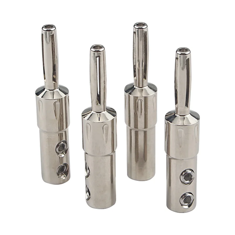 

8Pcs Rhodium Plated Connector Jack Bananas Connectors For 4mm Binding Post Double Screws Locking Rhodium Plated Speaker Terminal