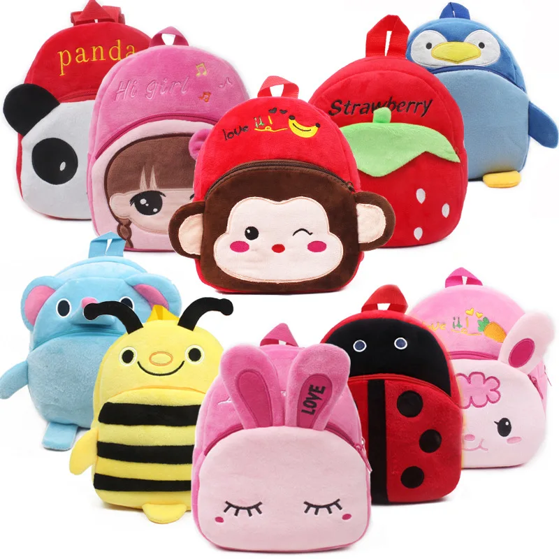 

Cute Children School Bags 3D Cartoon Print Plush Kids Backpack Kindergarten Boys Girls Small Schoolbags Mini Backpack