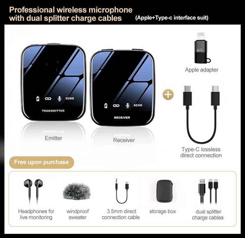 

Kinglucky M18 Lavalier Wireless Microphone Transmitter Cell Phone Receiver SLR Camera Bluetooth Speaker