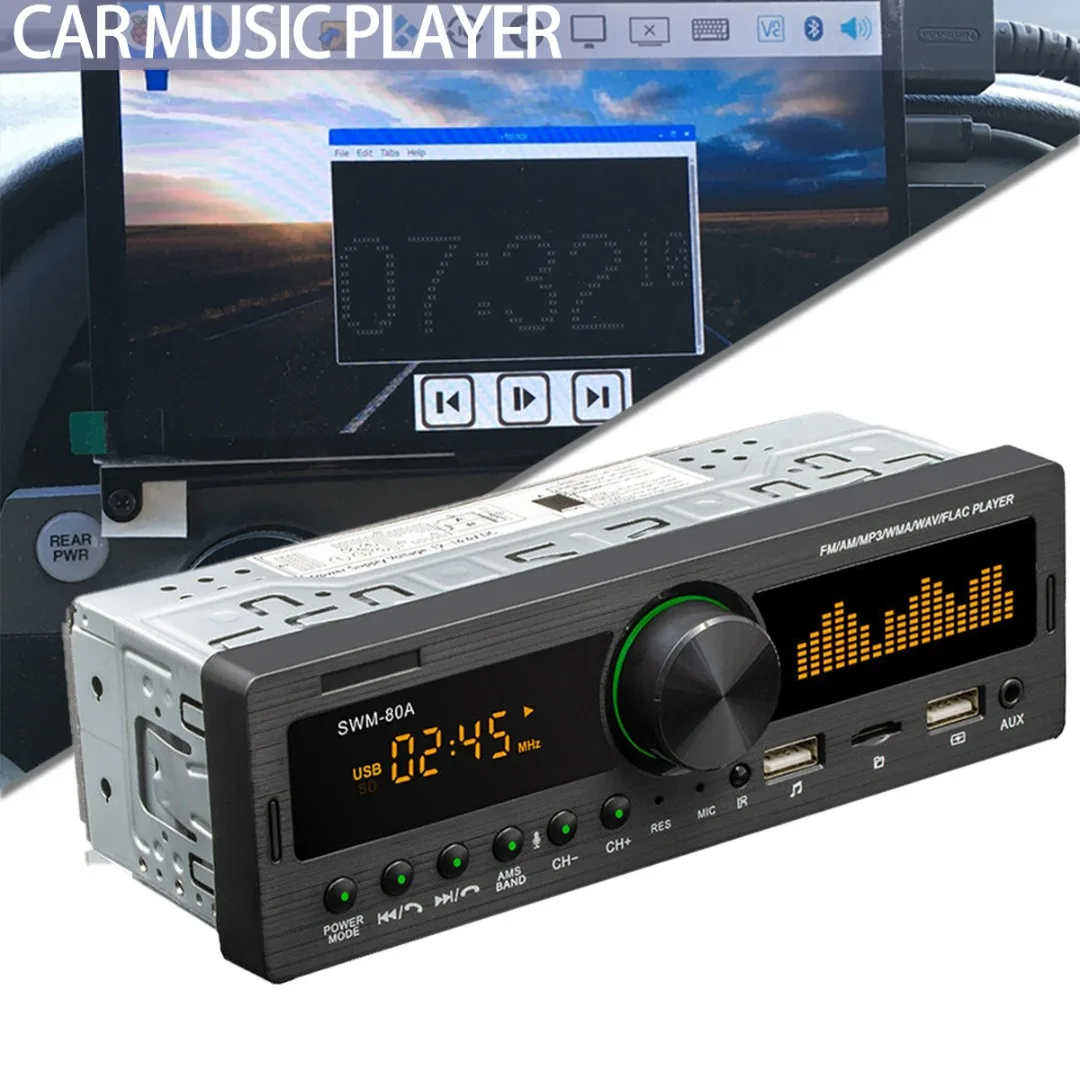 

1pc 1 DIN Car Radio Dual Screen Wireless Multimedia MP3 Player Wireless AM FM Audio Head MP3/USB/AUX In-Dash Unit Players