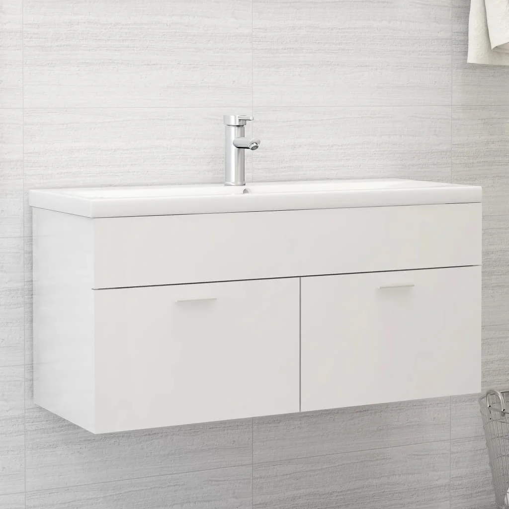 

Bathroom Cabinet, Chipboard Cabinet, Bathroom Furntain High Gloss White 100x38.5x46 cm