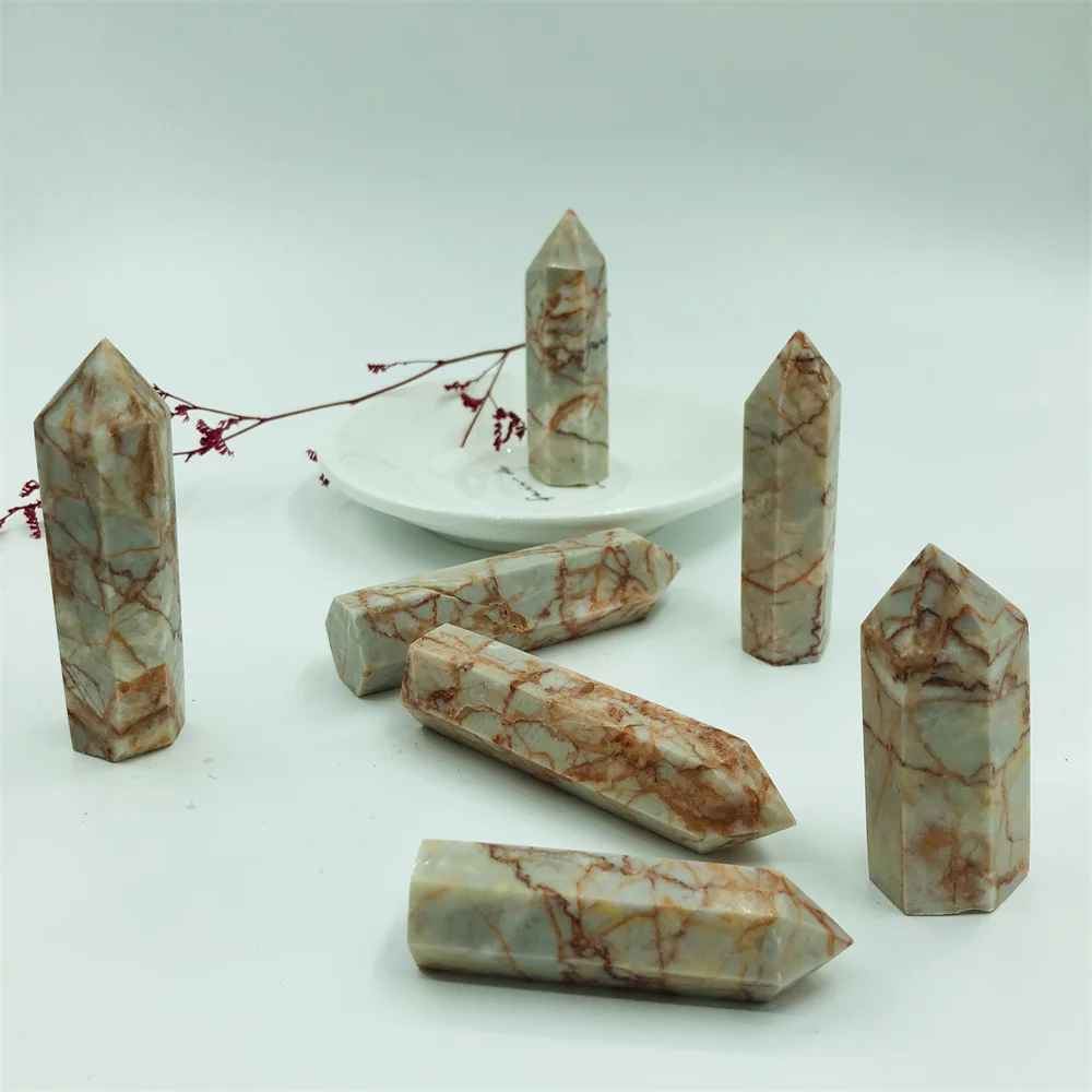 

5-10cm Natural Stones Rhodochrosite Tower Energy Pink Crystals Point Hexagonal Column Magic Wand Reiki Women Witchcraft Decor