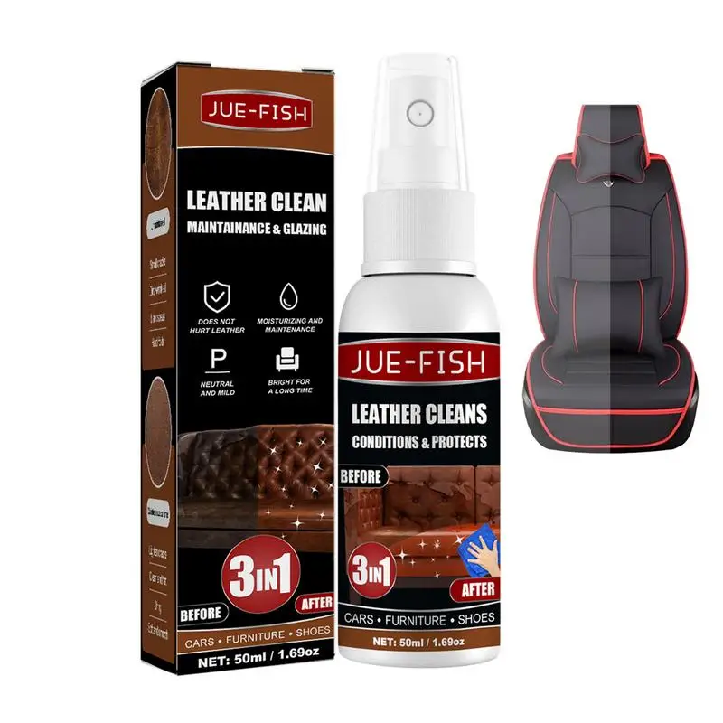 

Leather Cleaner For Furniture 3 In 1 Deep Leather Cleaner And Conditioner 50ml Portable Leather Polishing Agent Seat Sofa Care