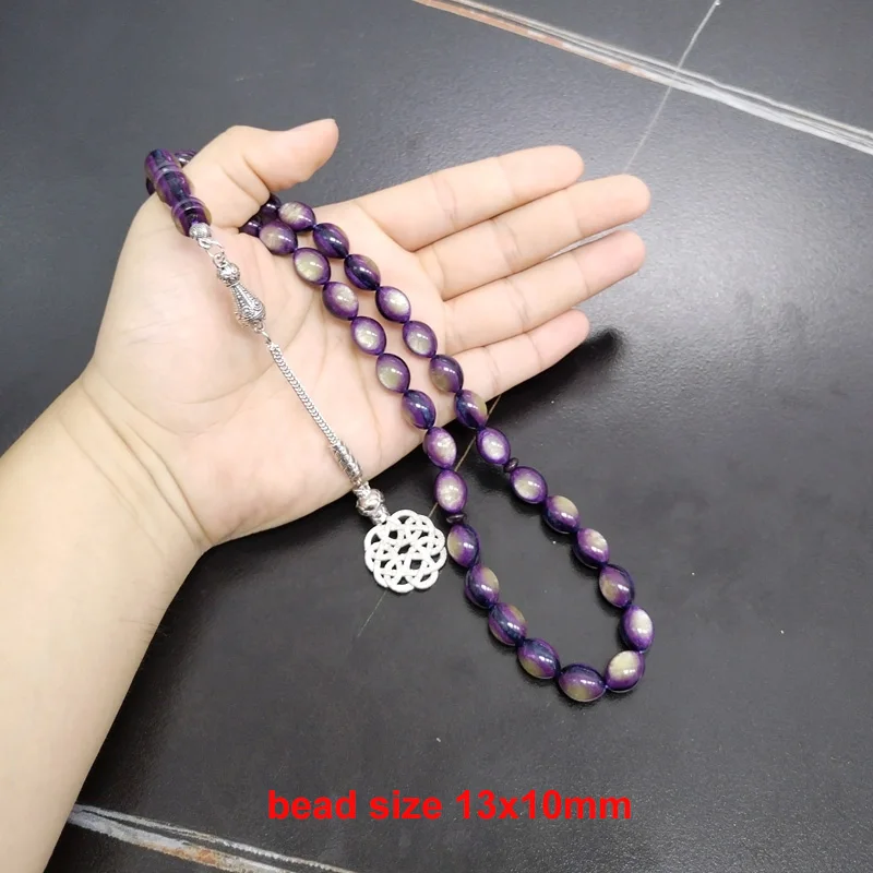 Фото Tasbih фиолетовая смола 33, молитвенные бусины, турецкий тарабзон, аксессуары, Ид, Рамадан, подарок, исламский арабский модный браслет №3