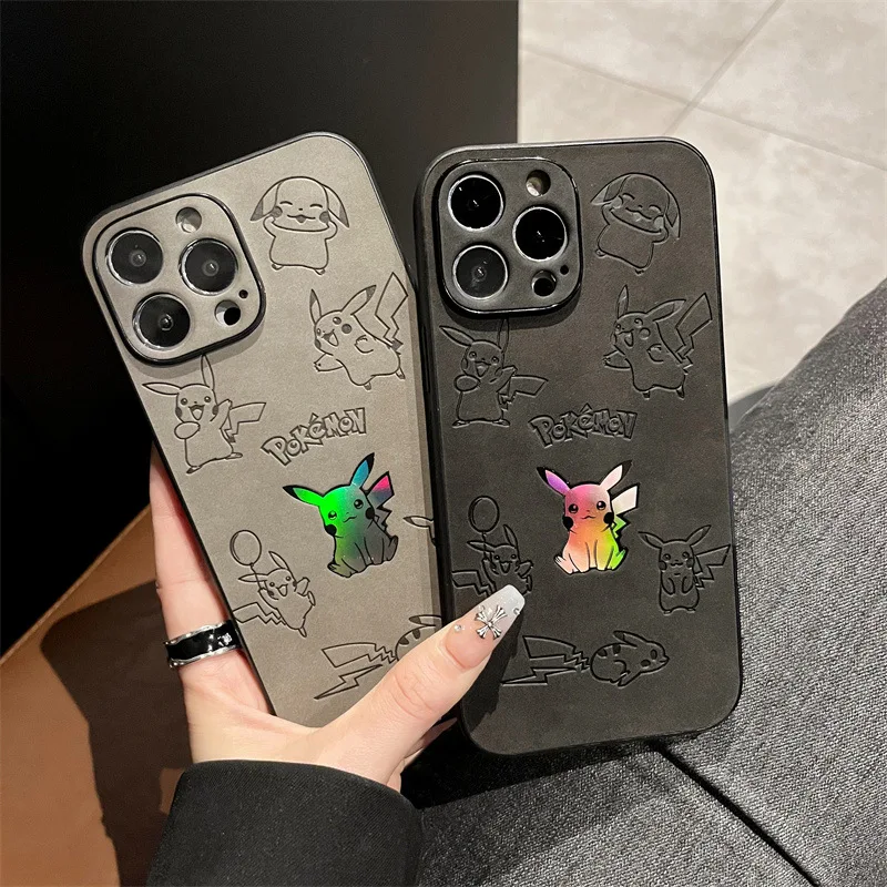 

New Kawaii Pikachu Pokemon Phone Case Laser Anime Cartoon Iphone14/13/12Promax Xs Xr Mobile Phone Anti Drop Boys Birtjday Gift