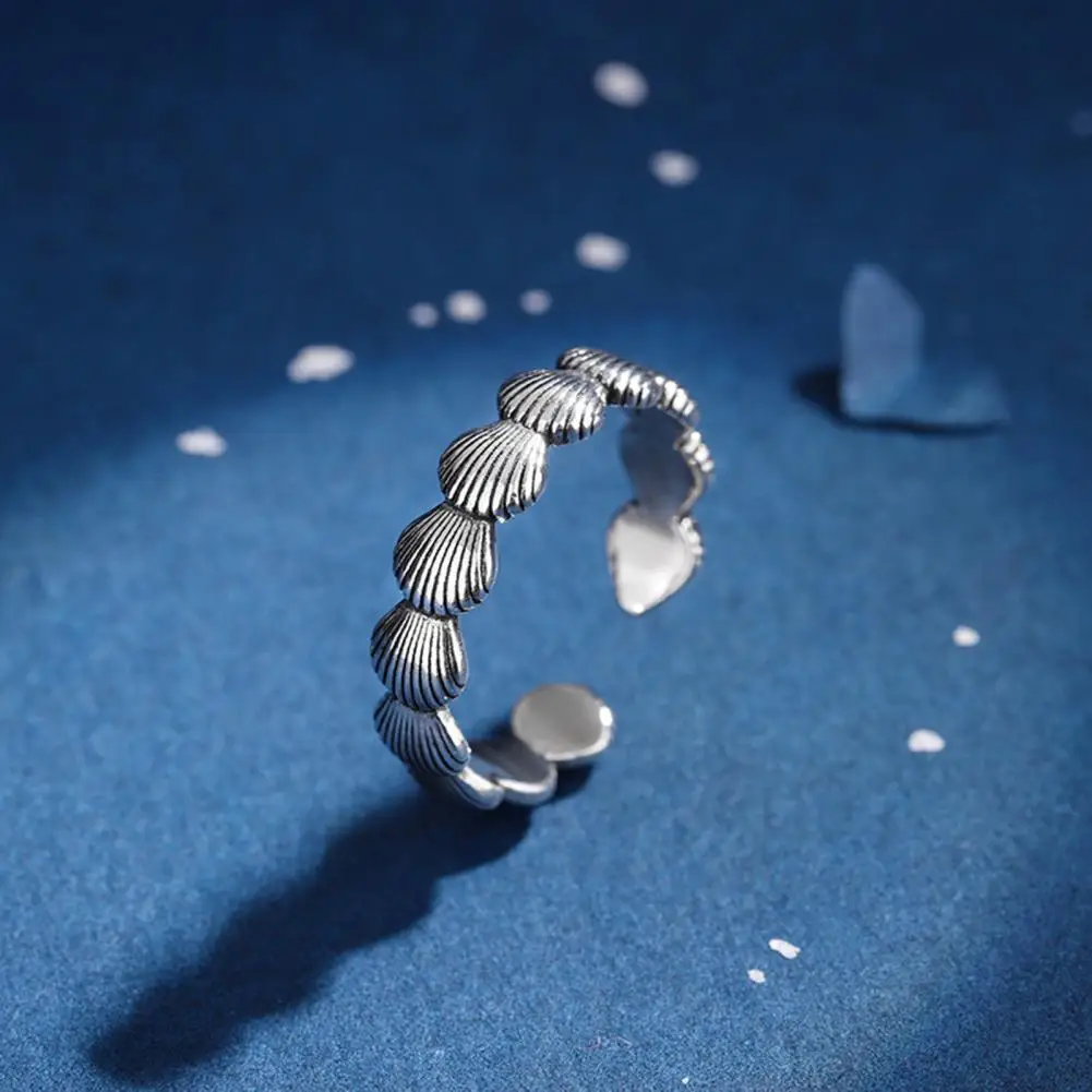 

Creative Seashell Open Ring Vintage Adjustable Opening Decorative Hypoallergenic Polished Women Ring Fashion Jewelry anillos